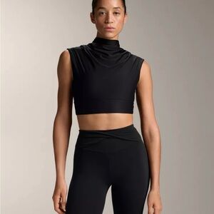 ✨Oysho Draped neck Comfortlux tank top in Black